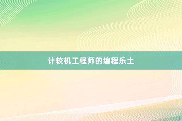 计较机工程师的编程乐土
